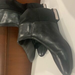 Black leather and nylon Tahari knee-high boot like new